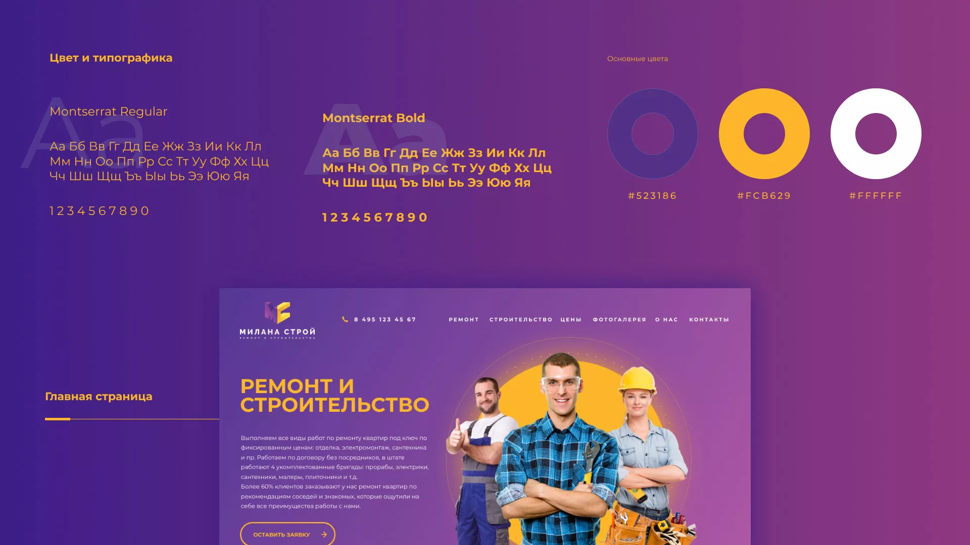 Разработка сайта строительной компании «Милана-Строй» в Микуне